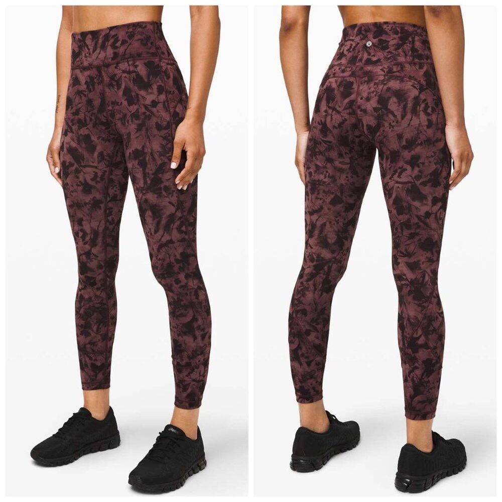 Lululemon In Movement Floral Leggings Everlux Dusk Floral Antique Bark